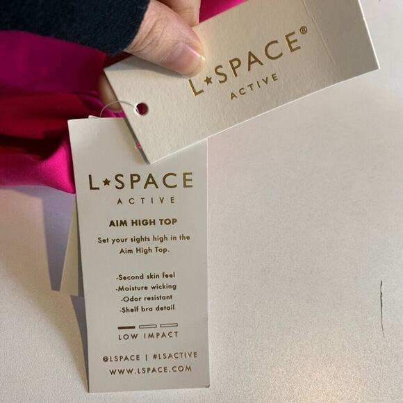 Lspace Top Womens L Large Barbie Pink Cropped Aim High Low Impact Second Skin - Picture 10 of 15